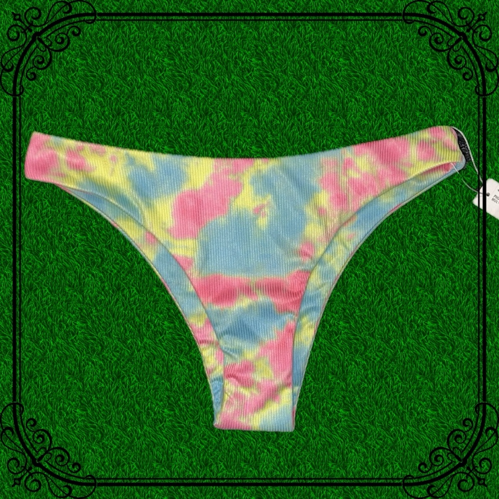 Multicolored Tie-Dye Cheeky “Phoebe” Bikini Bottoms (NWT)